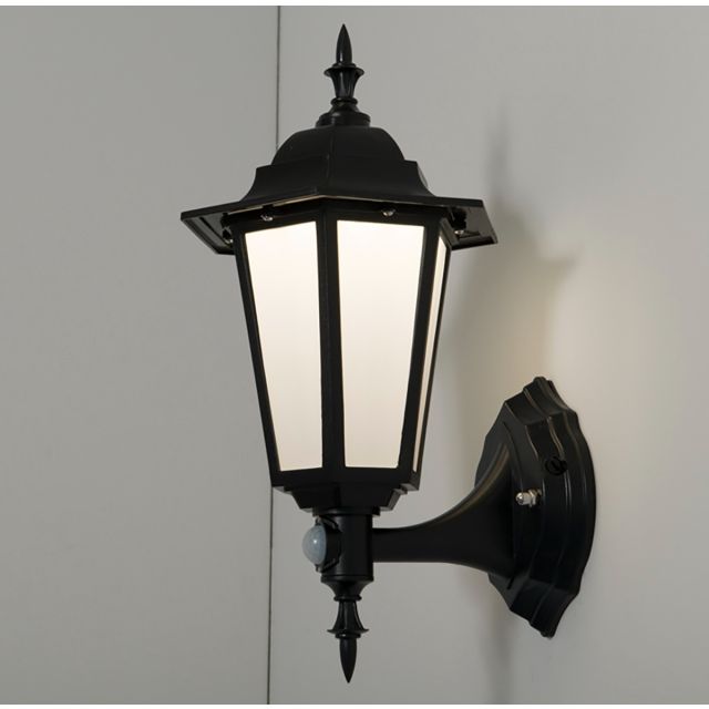 Manta 7w 4000K LED PIR Polycarb Upward Lantern Black