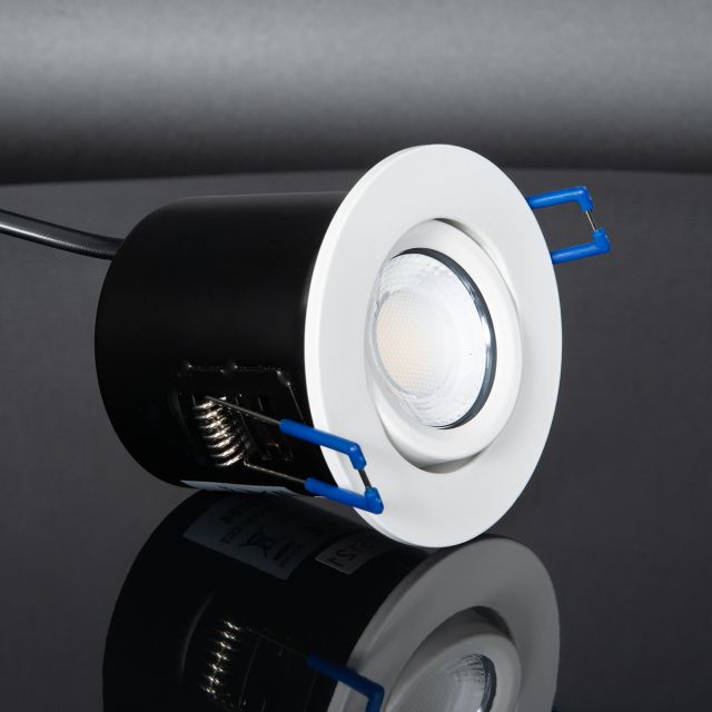 Qr Multi Wattage & 4CCT LED IP65 Tiltable Downlight White